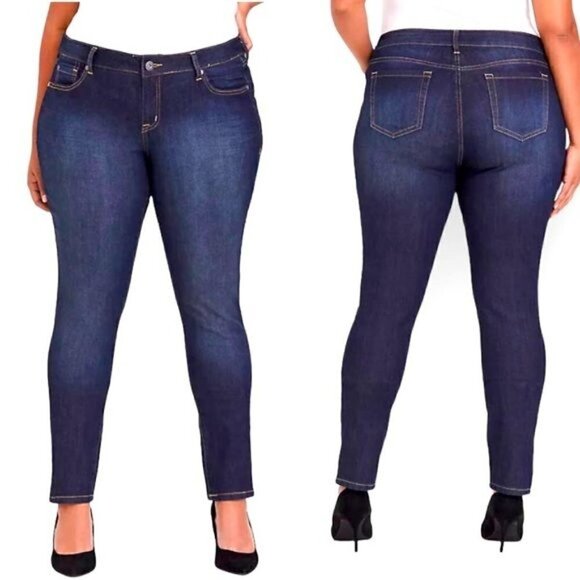 Torrid Curvy Super Stretch High Rise Jean Skinny Medium Blue Sz 14 - Picture 1 of 11